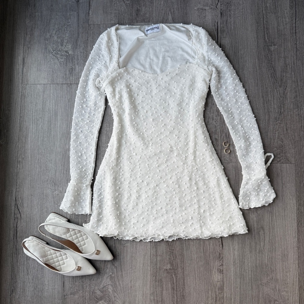 Princess Polly White Textured Dress Size 6